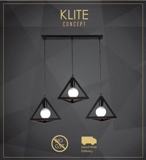 Triangle Industrial Hanging Light in set of 3