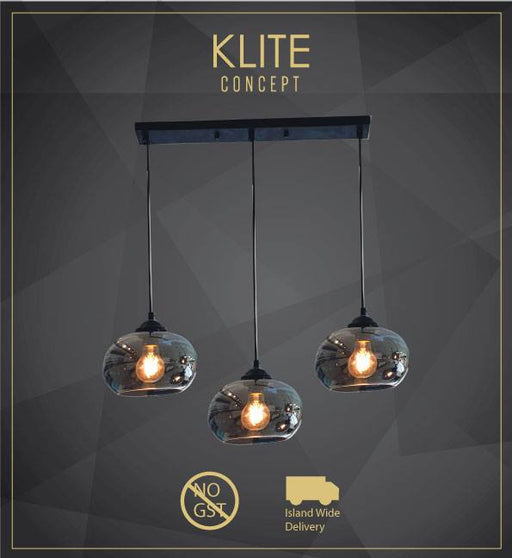 Industrial Black Tinted Glass Hanging Light