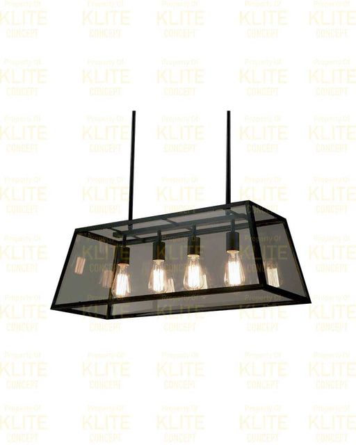 Industrial Black Glass Hanging Light