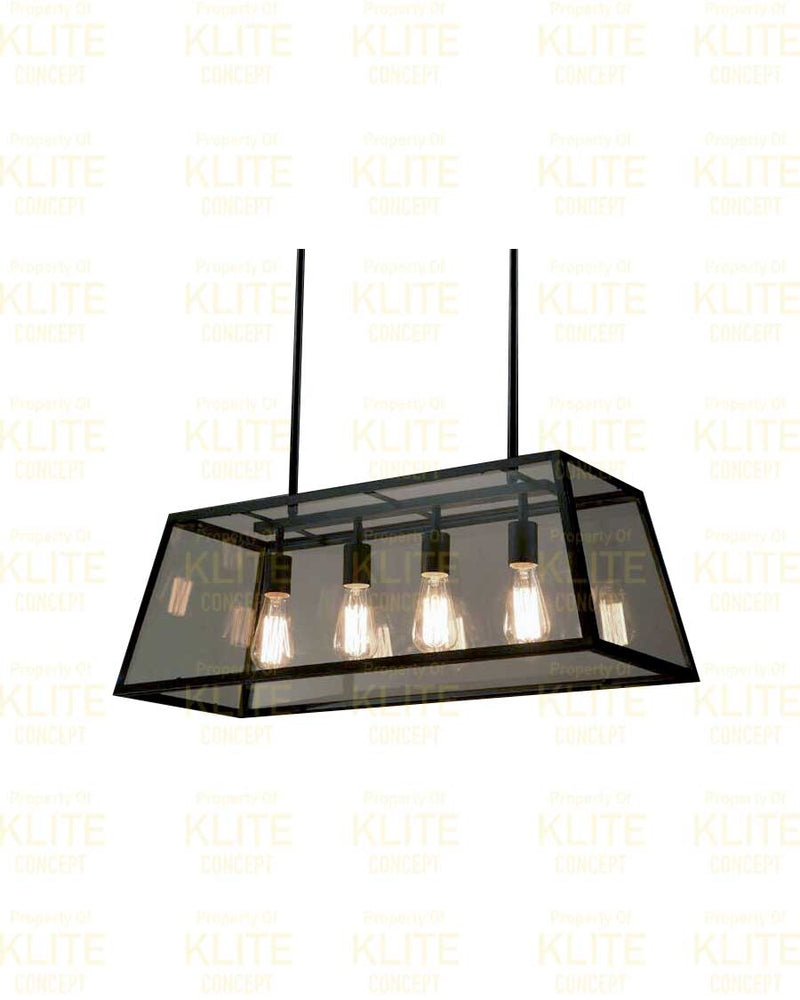 Industrial Black Glass Hanging Light