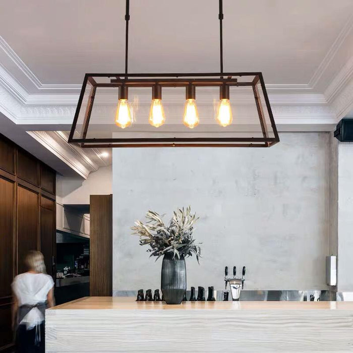 Industrial Black Glass Hanging Light