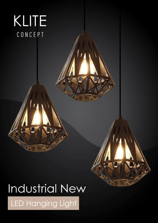 Laser Cut Triangle Hanging Light in set of 3