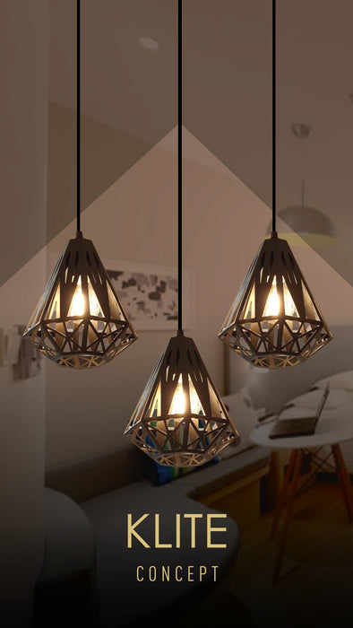 Laser Cut Triangle Hanging Light in set of 3
