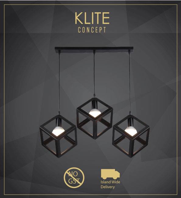 Cube Industrial Hanging Light in set of 3