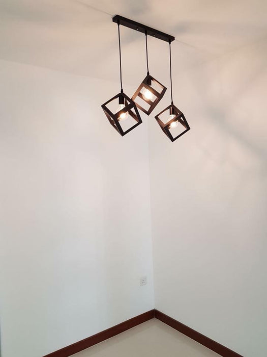 Cube Industrial Hanging Light in set of 3