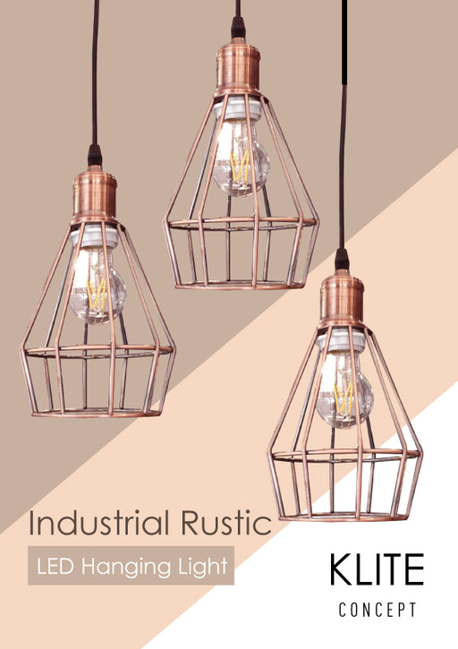 Rustic Cage Rosegold Hanging Light