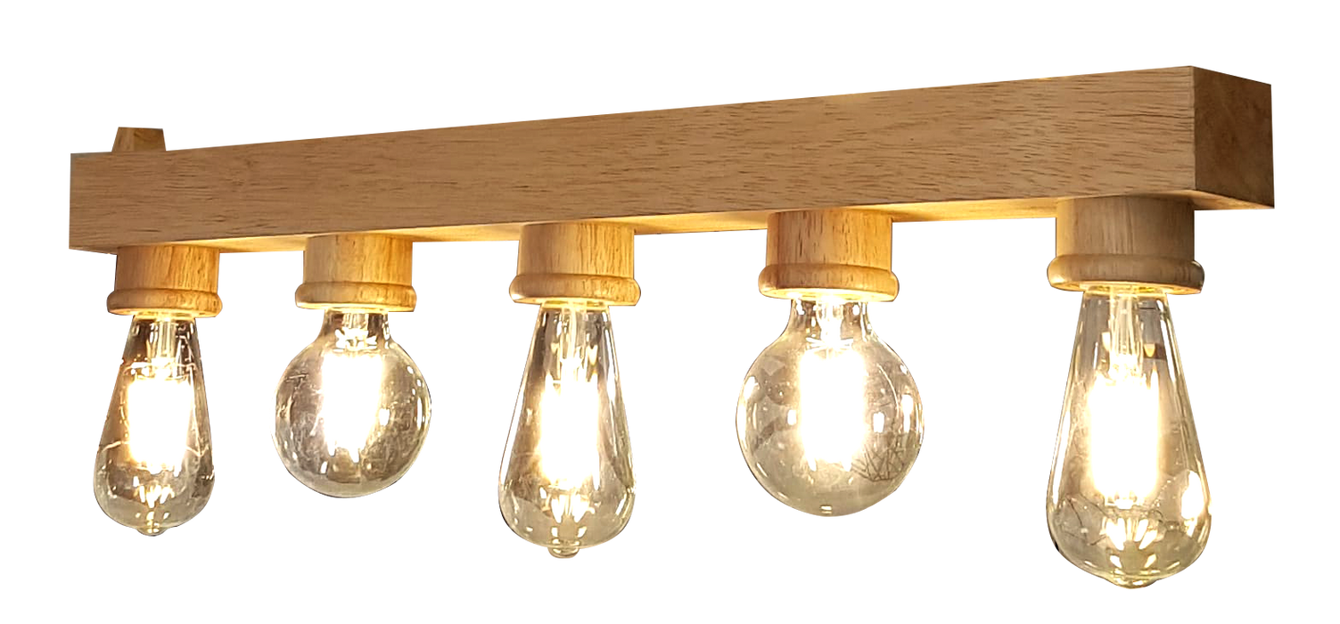 Solid Wood Hanging Light with 5 bulb Holder
